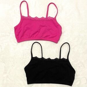 NEW Set Of 2 Fruit‎ Of The Loom Sports Bras Black Pink Women's Size 34 Lace
